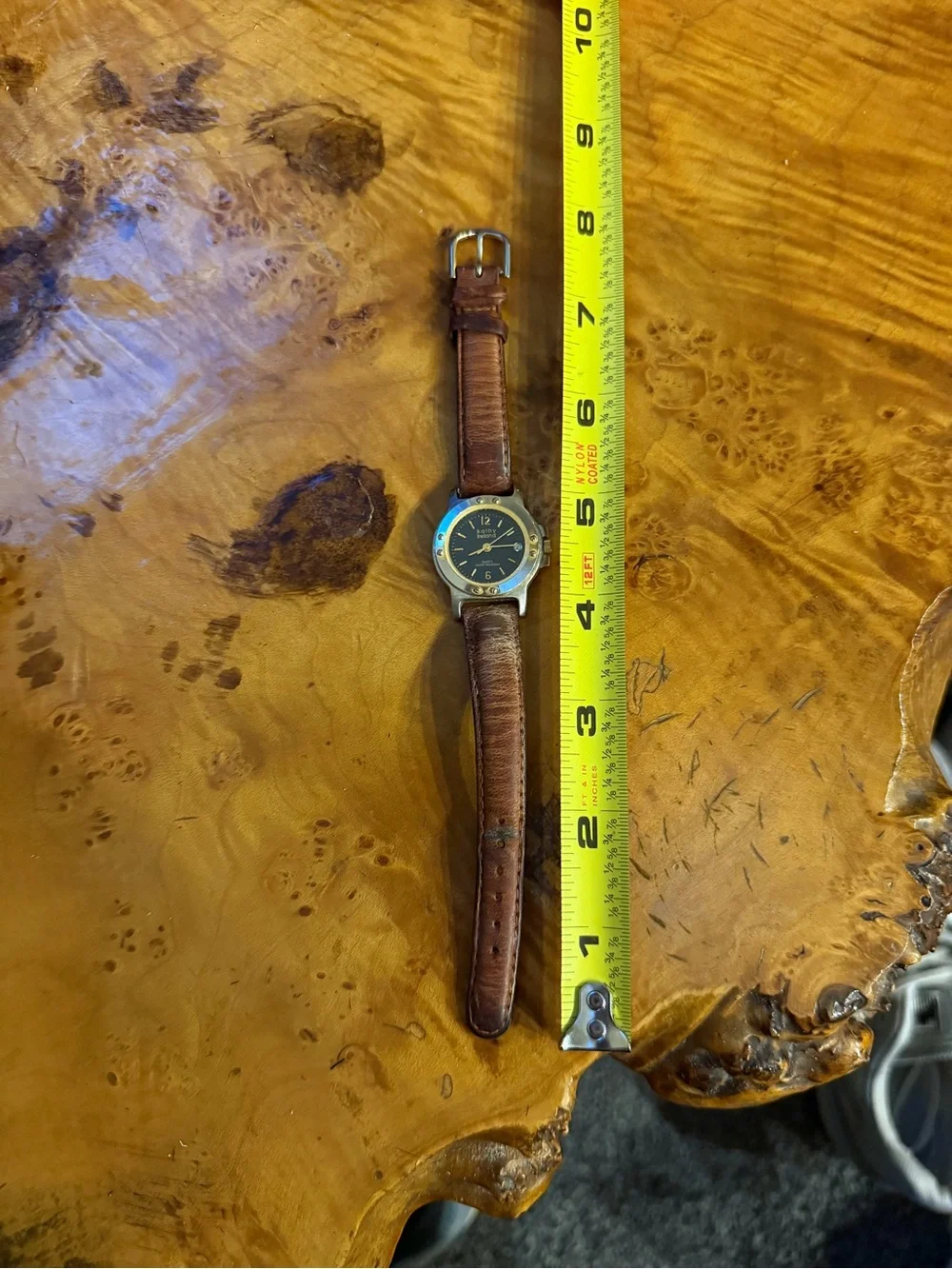 kathy ireland Black Dial Ladies Watch with Brown Leather Strap